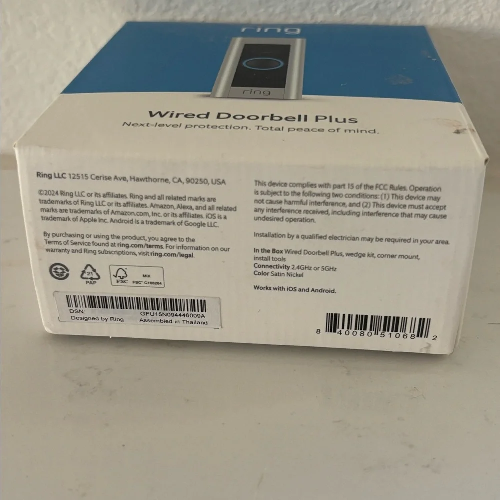 Ring Wired Doorbell Plus in Silver and Black